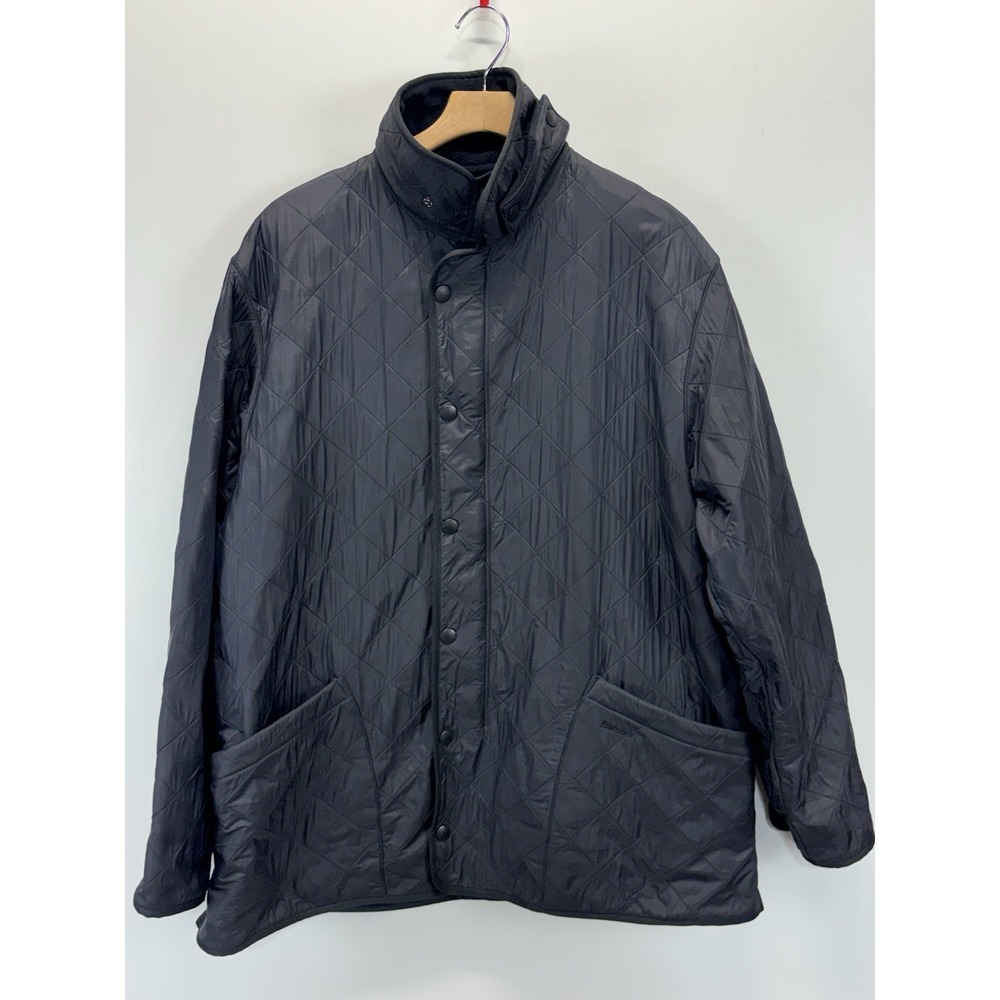 Barbour Quilted Barn Chore Coat Jacket Sz X-Large Mens Black Fleece Lined